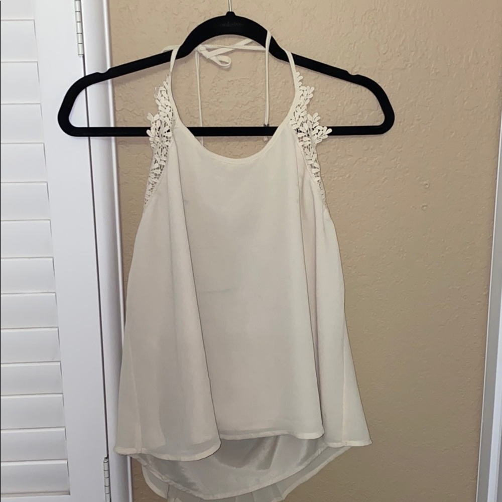 Sheer Halter Top w/Crochet Detail